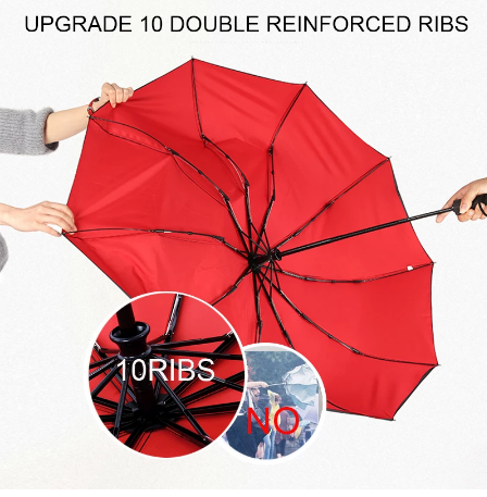 10K Double layer Windproof Fully-automatic Umbrellas Male Women Umbrella Three Folding Commercial Large Durable Frame Parasol