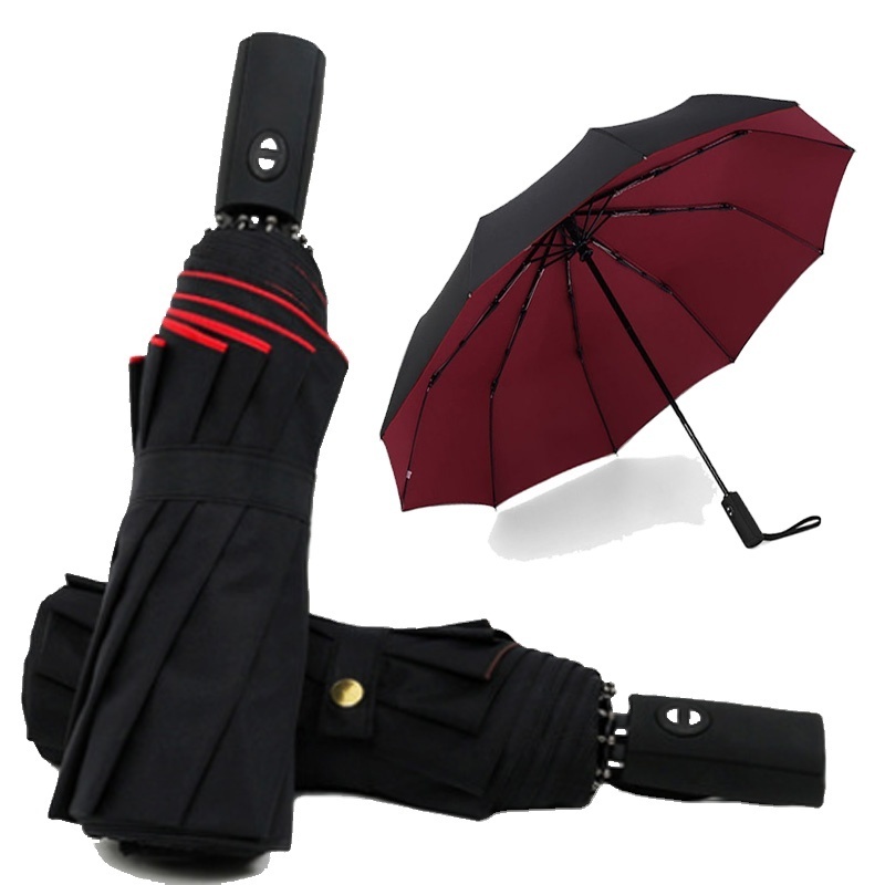 10K Double layer Windproof Fully-automatic Umbrellas Male Women Umbrella Three Folding Commercial Large Durable Frame Parasol