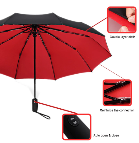 10K Double layer Windproof Fully-automatic Umbrellas Male Women Umbrella Three Folding Commercial Large Durable Frame Parasol