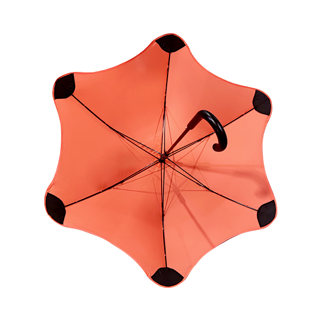 Factory Customized 6 Panel 21 inch Blunt Metro Travel Straight Umbrella with U Curved Handle for Wind Resistance