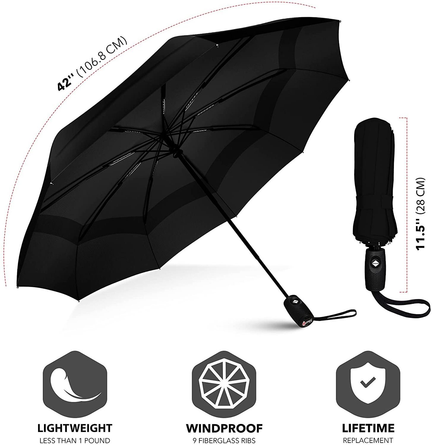 Wind Resistant Small  Compact Light Automatic Strong Mini  Folding and Portable - Backpack  Car Purse Umbrellas for Rain