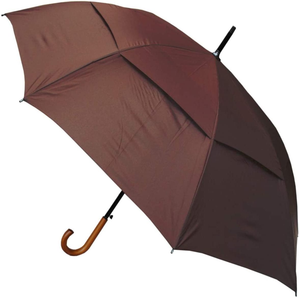 Windproof EXTRA STRONG Storm Defender City Umbrella Vented Canopy Auto Wood Handle Black