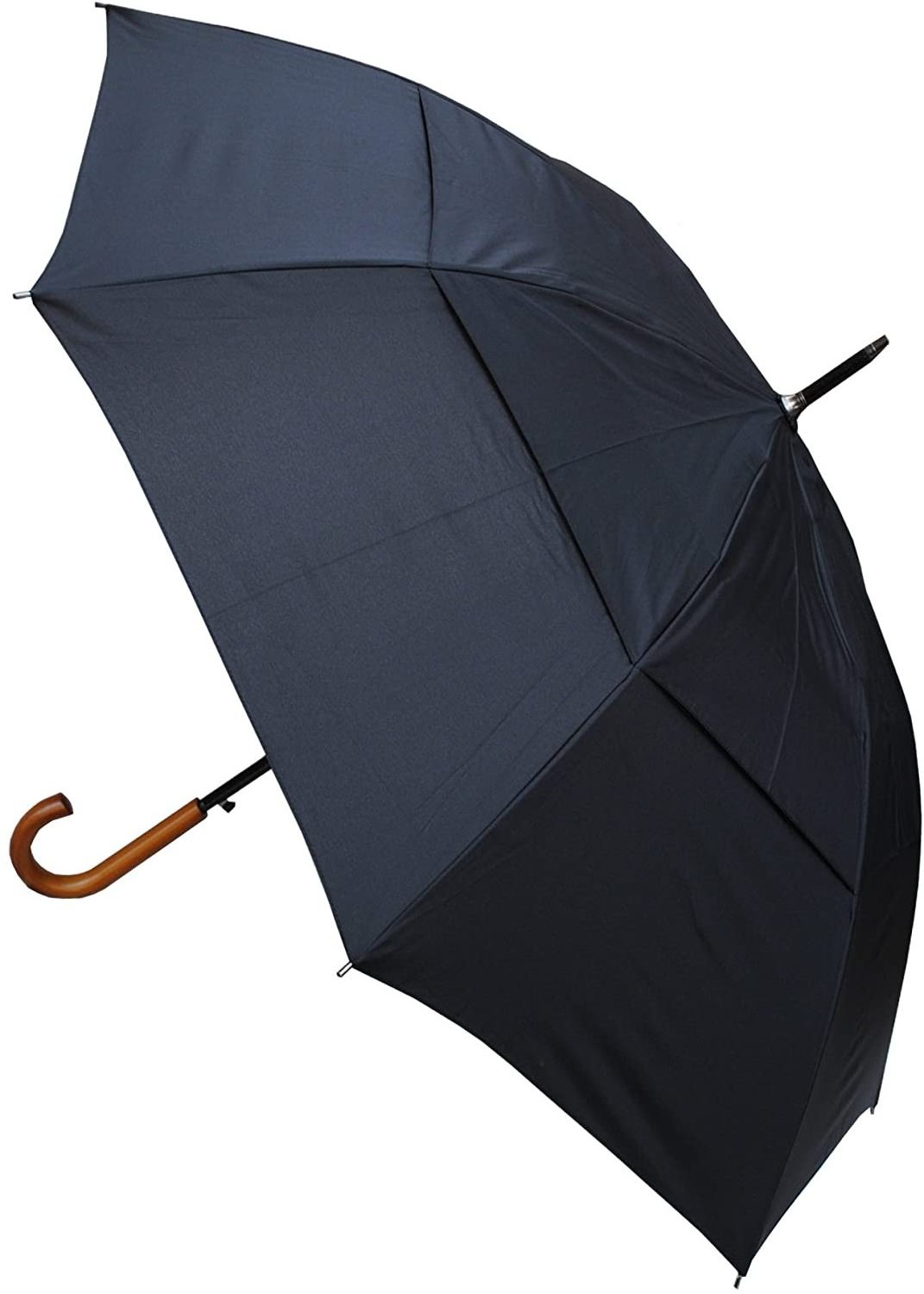 Windproof EXTRA STRONG Storm Defender City Umbrella Vented Canopy Auto Wood Handle Black