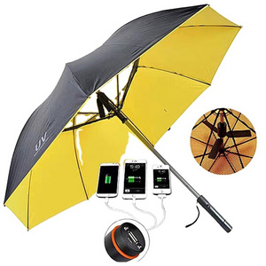 quality umbrella Special USB anti-uv waterproof solar fan straight umbrella with fan