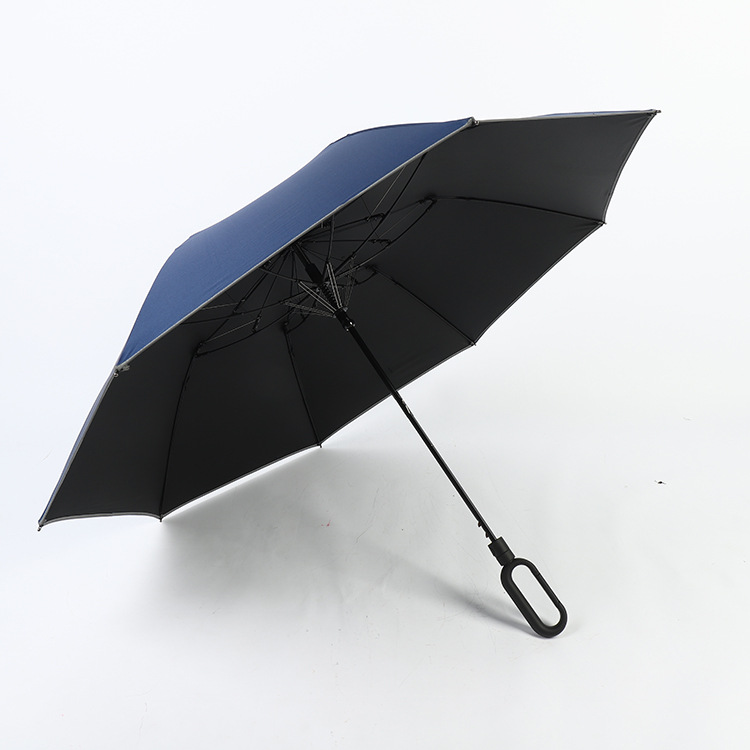 High quality 2 fold automatic open hands free arm lock handle fiberglass frame umbrella