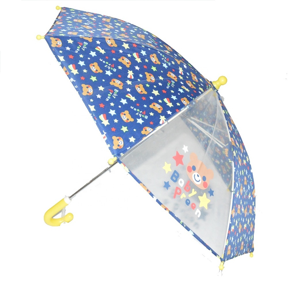 parapluie Factory Customized Lovely Cartoon Portable manual open Plastic Handle Child Cartoon kid bubble Umbrella with printing