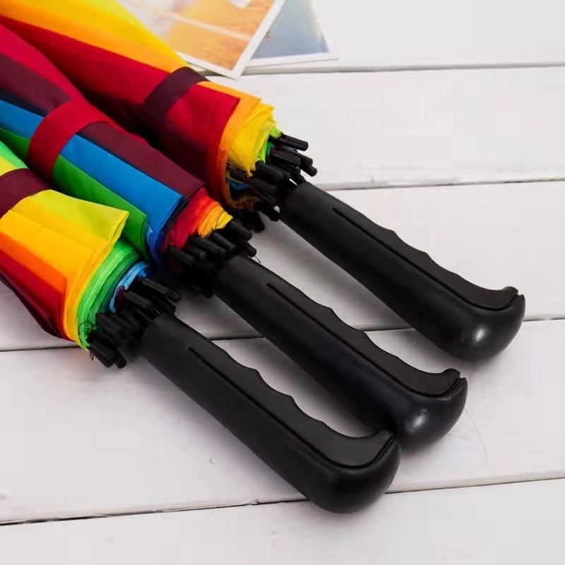 parapluie Promotion Fashion 16K Strong Windproof Straight Multi Colors Rain rainbow color matching stick rain straight umbrella