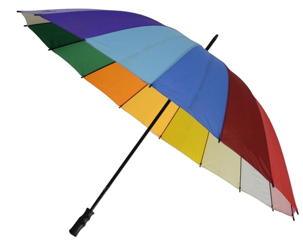 parapluie Promotion Fashion 16K Strong Windproof Straight Multi Colors Rain rainbow color matching stick rain straight umbrella