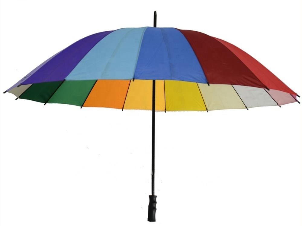 parapluie Promotion Fashion 16K Strong Windproof Straight Multi Colors Rain rainbow color matching stick rain straight umbrella