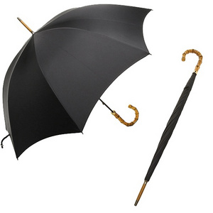 the straight umbrella made of carbon fiber rods and the Bamboo handle