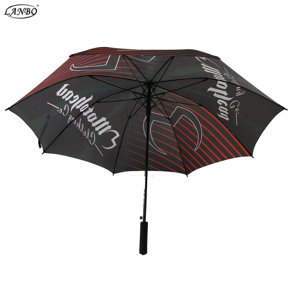 High Quality Outdoor Wholesale custom print fiberglass material golf umbrella with printing pattern Worldwide promotional