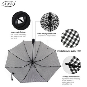 Automatic umbrella inverted 3 folding umbrella with bullet proof function