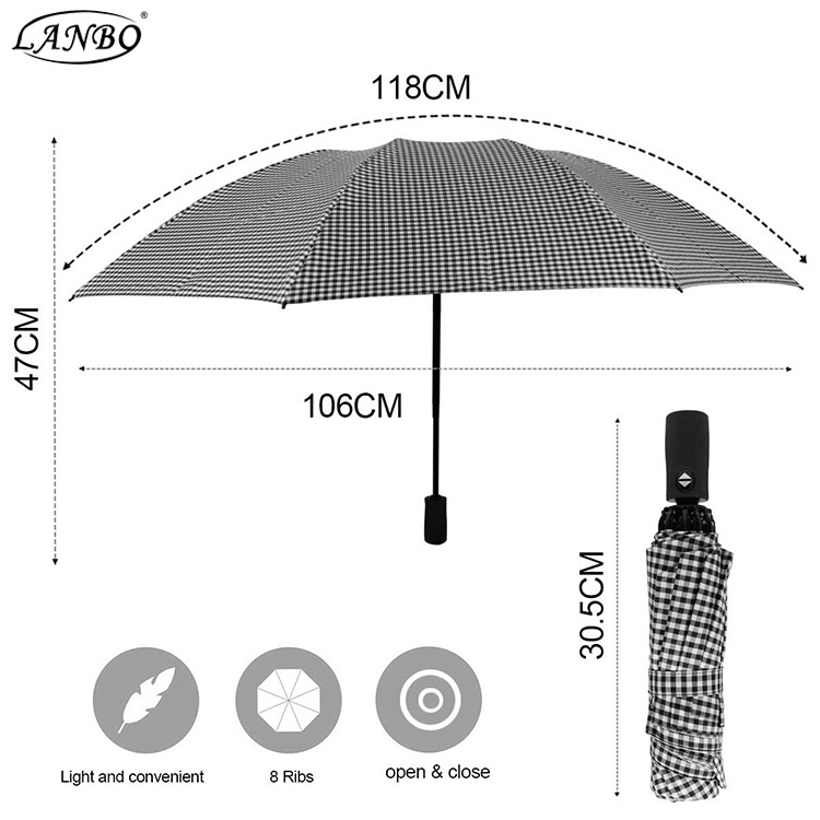 Automatic umbrella inverted 3 folding umbrella with bullet proof function