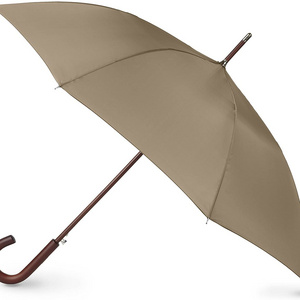 totes Auto Open Wooden Stick Umbrella British Tan wooden handle umbrella