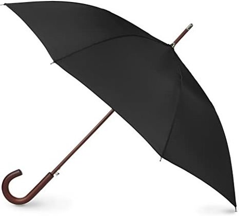 totes Auto Open Wooden Stick Umbrella British Tan wooden handle umbrella