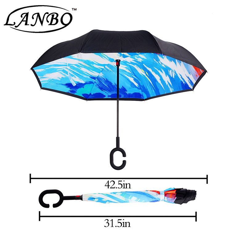 PFAS Free New design Hands free magic umbrella inverted upside down reverse umbrella