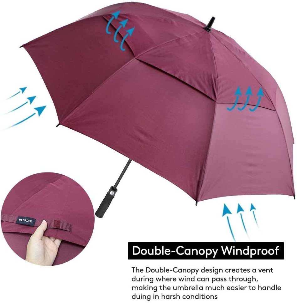 Golf Umbrella 68 Inch Large Windproof Umbrellas Automatic Open Oversize Rain Umbrella with Double Canopy