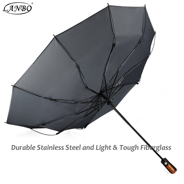 unbreakable windproof automatic travel 3 fold reverse umbrella