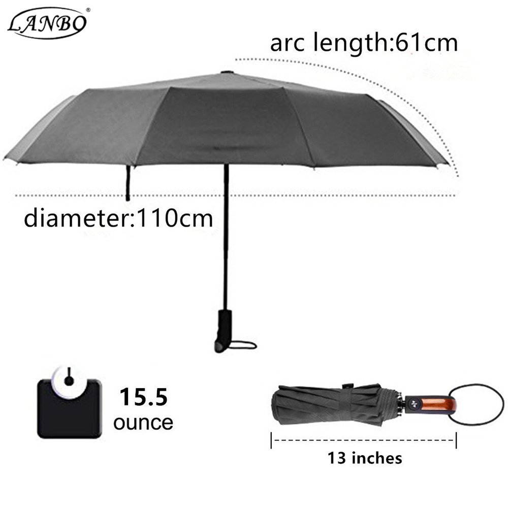 unbreakable windproof automatic travel 3 fold reverse umbrella