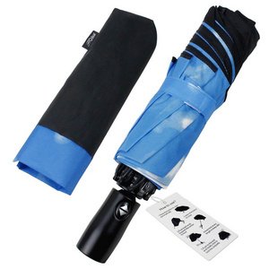 Blue sky white cloud dual layer bulletproof inverted folding umbrella