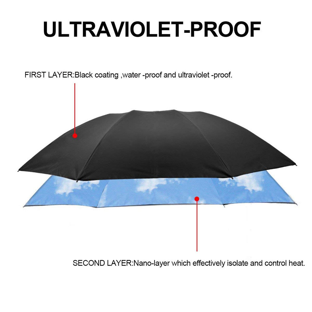 Blue sky white cloud dual layer bulletproof inverted folding umbrella