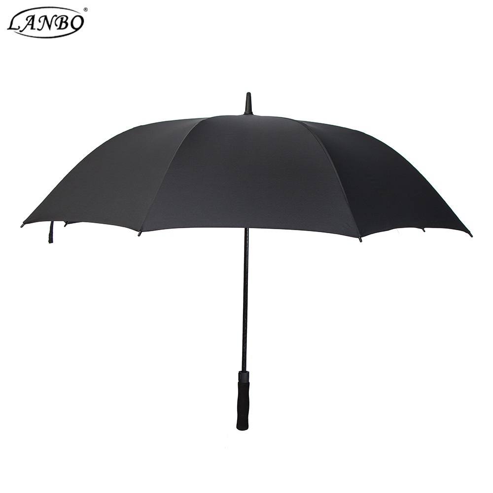 210T PONGEE Material type golf umbrella / 25inch black stick straight umbrella