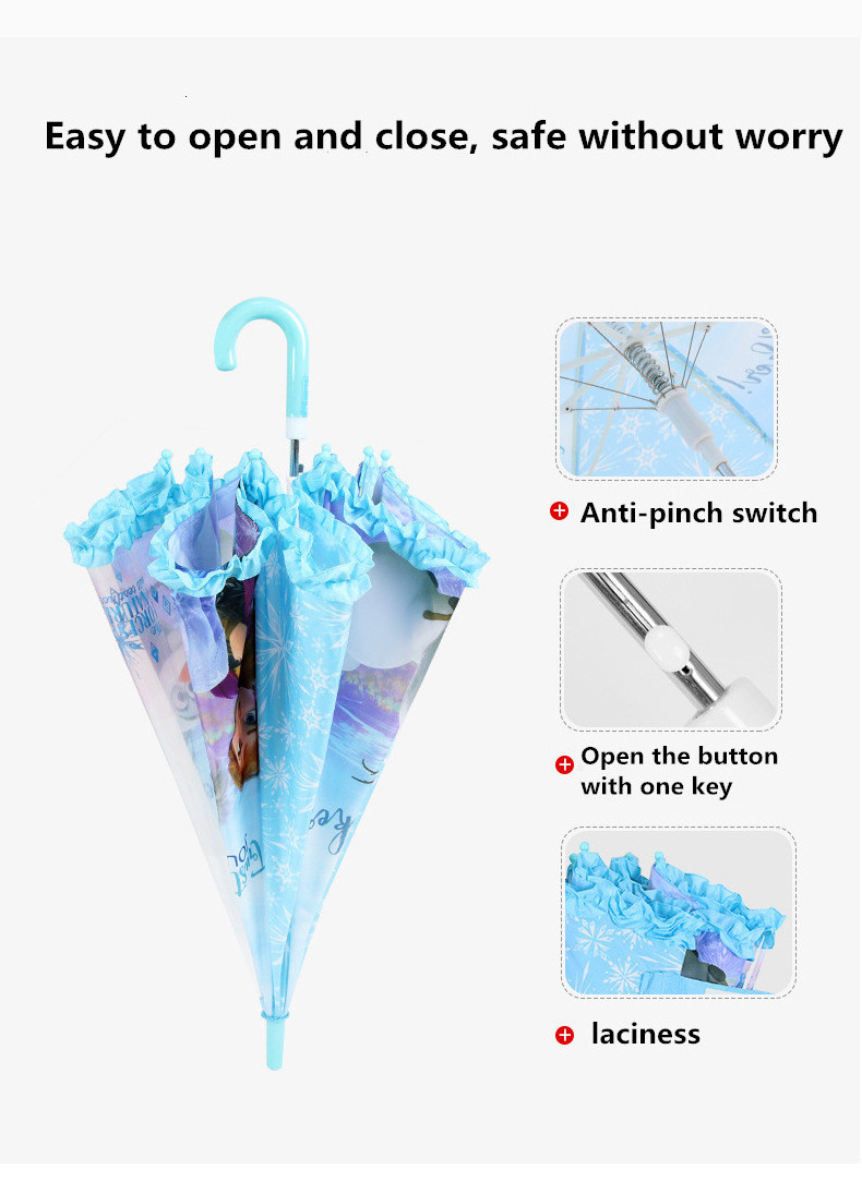 Clear Umbrella Kids Cartoon Elsa Ann Mickey Minnie Mouse TriFold Umbrella Student Boy Girl Adult Sunscreen Kids Umbrella Gift