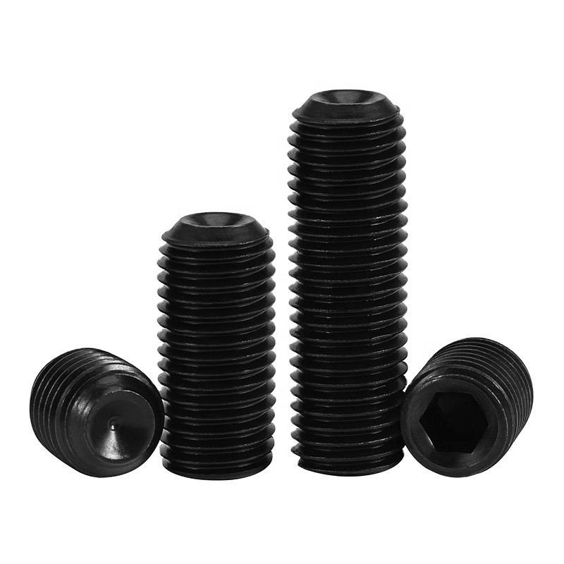 Hot Sale DIN916 12.9 grade high strength concave end tight hexagonal screw top wire headless set screw