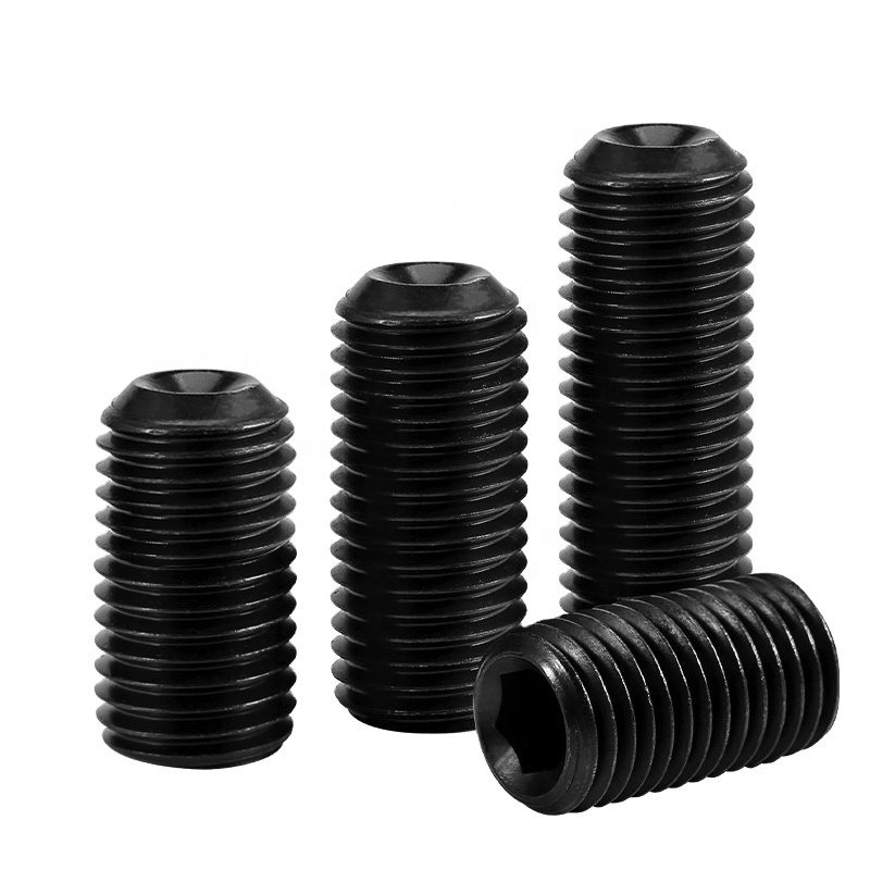 Hot Sale DIN916 12.9 grade high strength concave end tight hexagonal screw top wire headless set screw