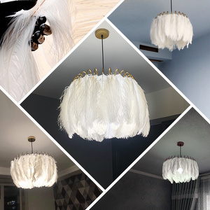 Modern Vintage Feather Creative White LED Light Fixtures For Home Dining Bedroom Decor Nordic Pendant Lamp