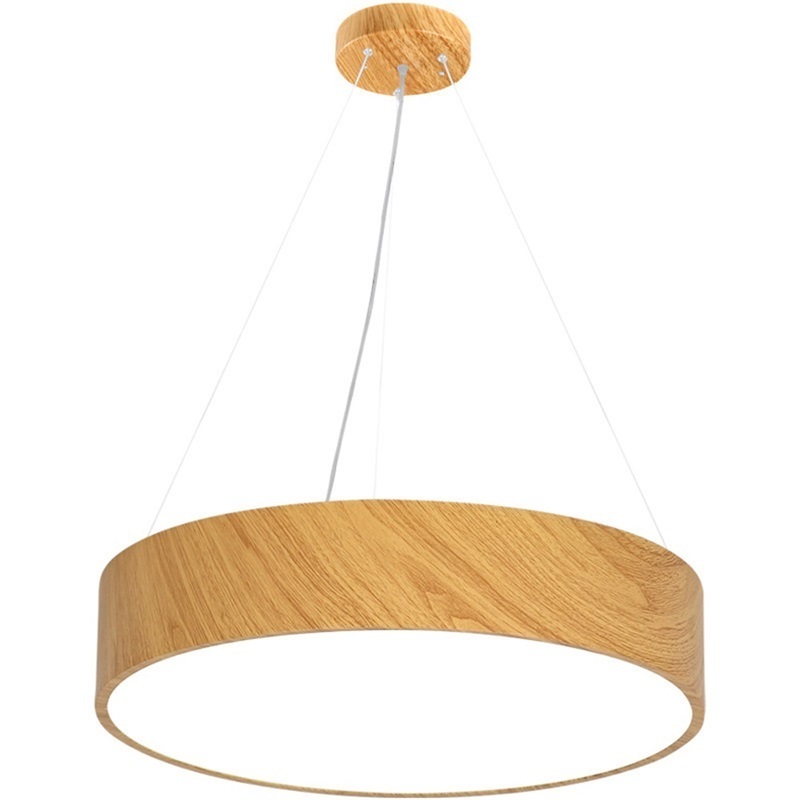 Nordic Wood Grain Round Chandelier Hanging Lamp Modern Lighting LED Fixtures for Home Pendant Light