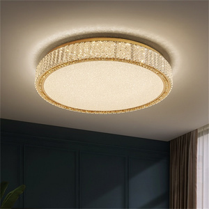 Wholesale Luxury Postmodern LED Crystal Round Lighting Decorative Fixtures Ceiling Mounted Light