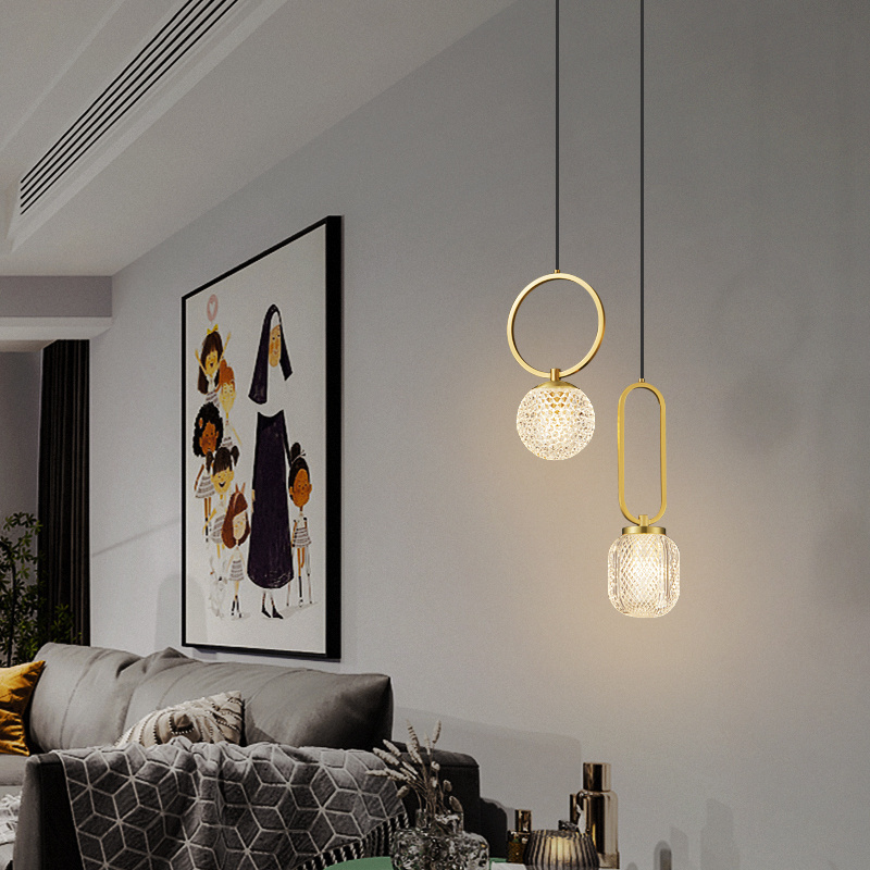 Gold Copper Hanging Light LED Creative Decor For Home Living Bedroom Contemporary Brass Pendant Lamp