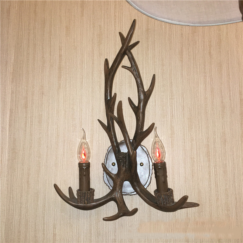 Creative Indoor LED Lights For Bedside Living Bedroom Porch Decor Antler Sconce Wall Lamp