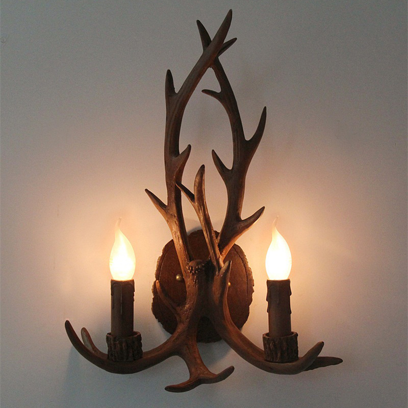 Creative Indoor LED Lights For Bedside Living Bedroom Porch Decor Antler Sconce Wall Lamp