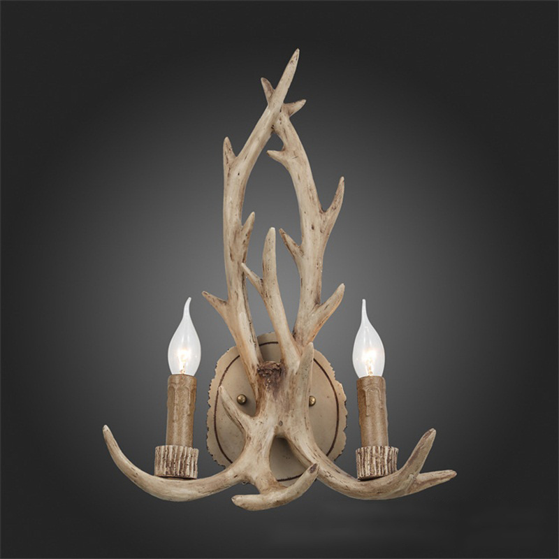 Creative Indoor LED Lights For Bedside Living Bedroom Porch Decor Antler Sconce Wall Lamp