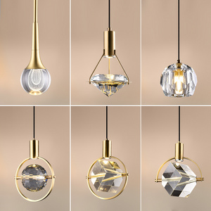 Nordic Simply Creative Vintage Brass Chandelier Lamp For Modern Home Dining Room Bedroom Crystal Pendant Light LED