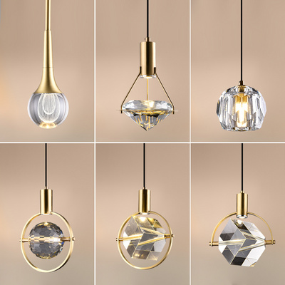 Nordic Simply Creative Vintage Brass Chandelier Lamp For Modern Home Dining Room Bedroom Crystal Pendant Light LED