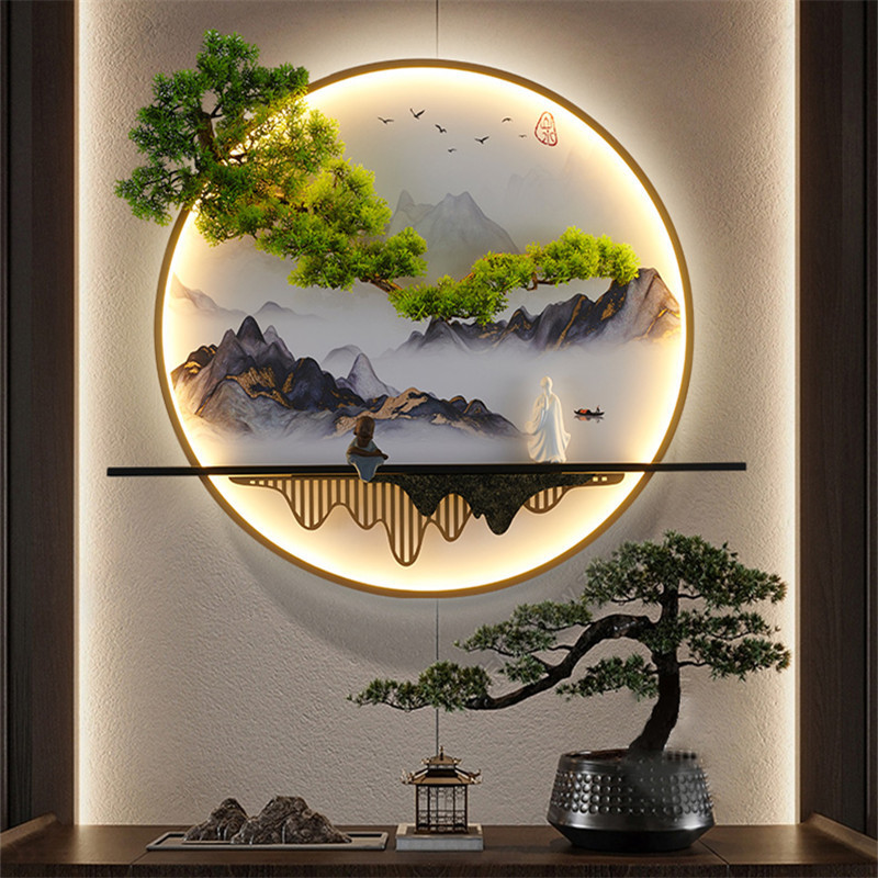 Modern Wall Picture Light Inside Creative Chinese Landscape Mural Sconces Lamp LED for Home Living Bedroom Study