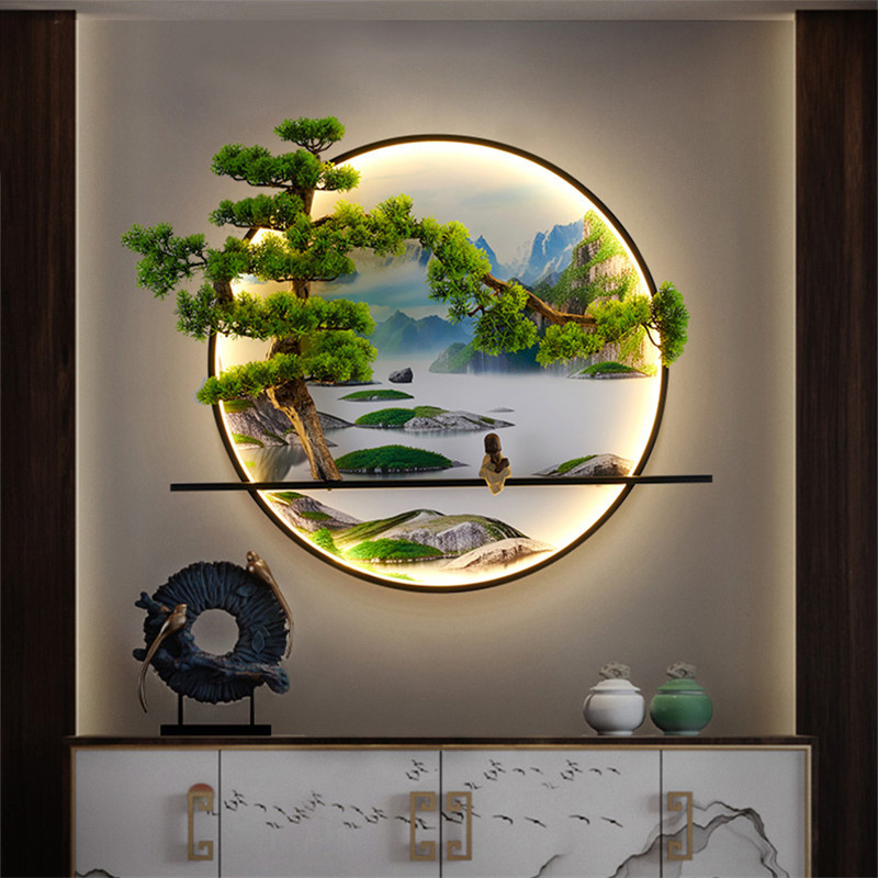 Modern Wall Picture Light Inside Creative Chinese Landscape Mural Sconces Lamp LED for Home Living Bedroom Study