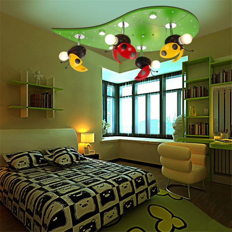 Hot Sale Modern Cartoon Lighting With Remote Control For Home Children's Kindergarten Ladybug Led Ceiling Lamp