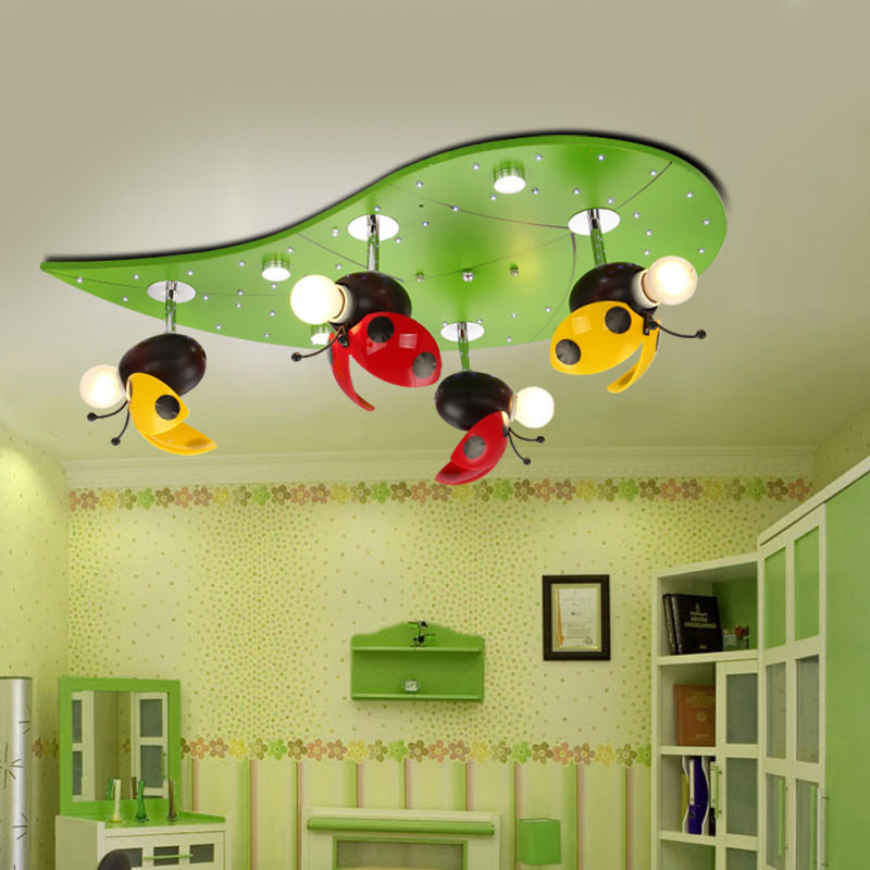 Hot Sale Modern Cartoon Lighting With Remote Control For Home Children's Kindergarten Ladybug Led Ceiling Lamp