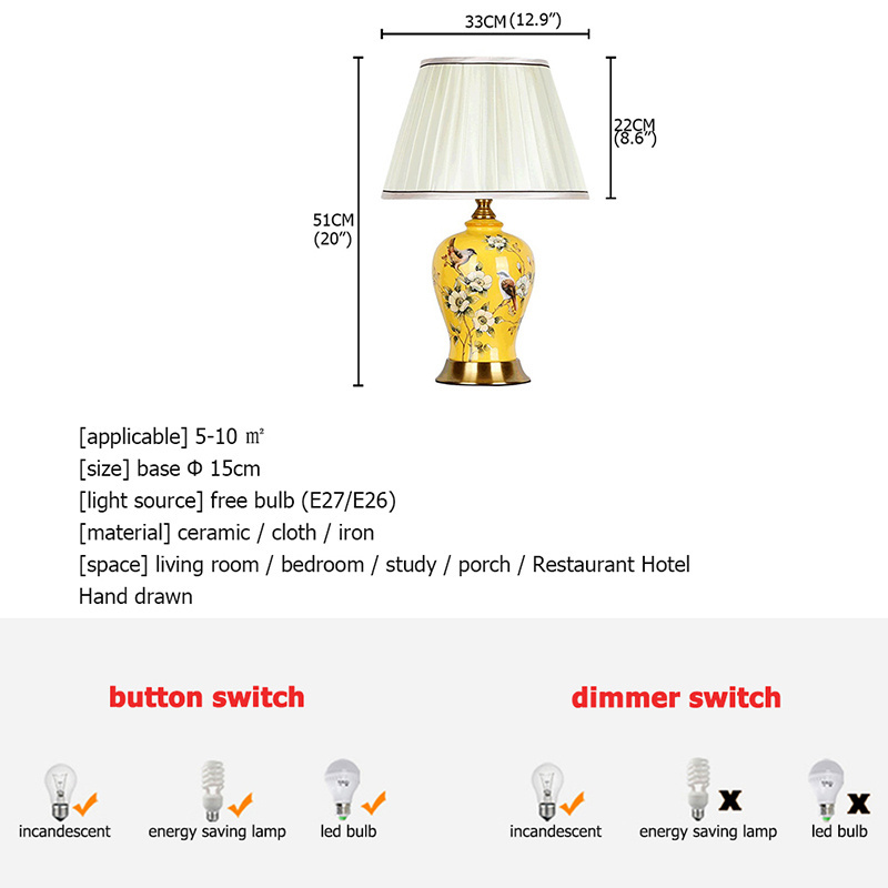 Modern Chinese LED Luxury Creative for living room office Bedroom Hotel Ceramic Table Lamp