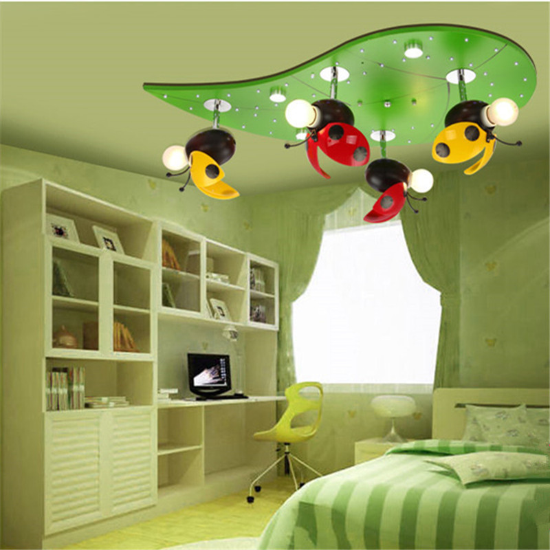 Hot Sale Modern Cartoon Lighting With Remote Control For Home Children's Kindergarten Ladybug Led Ceiling Lamp