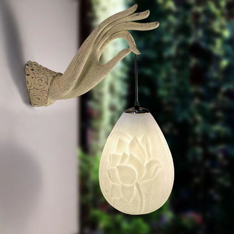 Chinese Style Wall Lamp Art Bergamot Lotus Wall Lamp Corridor Tea Room Wall Outdoor Courtyard Decorative Light