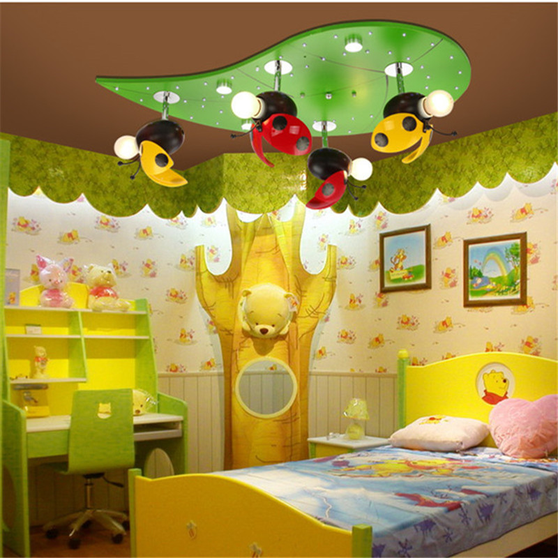 Hot Sale Modern Cartoon Lighting With Remote Control For Home Children's Kindergarten Ladybug Led Ceiling Lamp