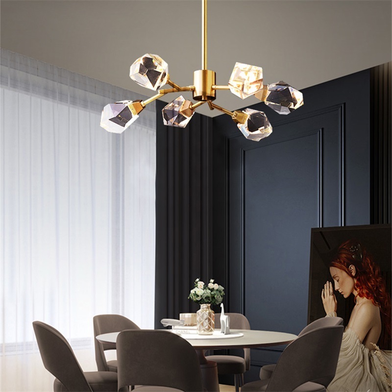 Hot Selling Modern Chandelier Brass LED Crystal Lighting Fixtures Luxury Decorative For Home Living Room Dining Room