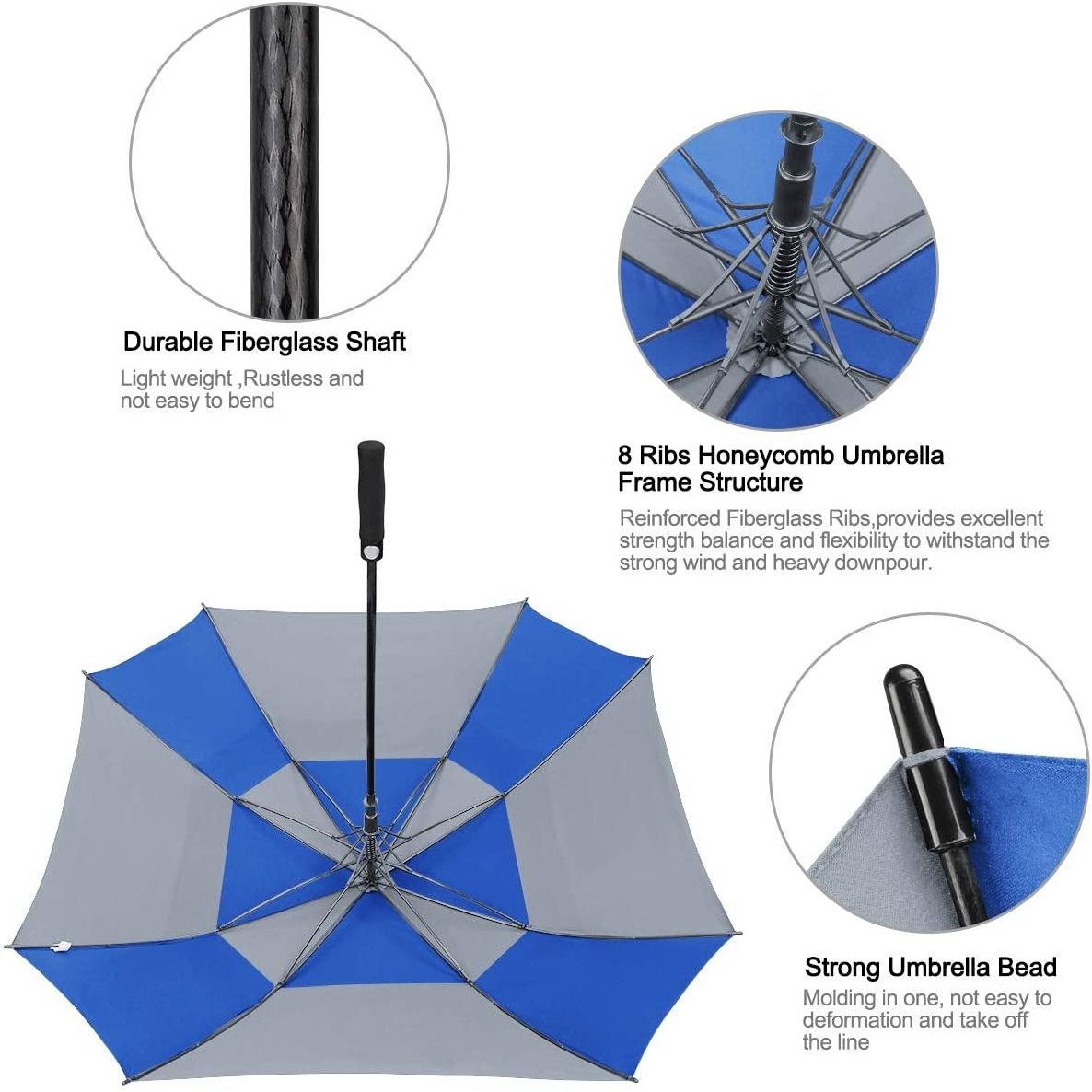 Windproof Umbrella Fully Automatic Fashion Youth Customizable Double Layer Umbrella Minimalist Glass Fiber Golf Umbrella