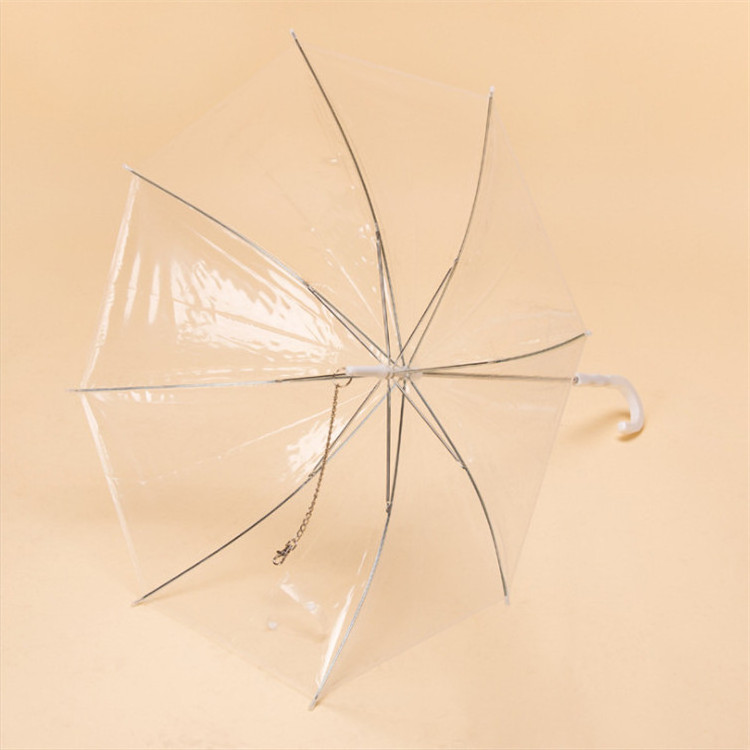 Classic Design Transparent Waterproof PET Rain Gear Semi-Automatic Folding Umbrella with Leash for Dogs