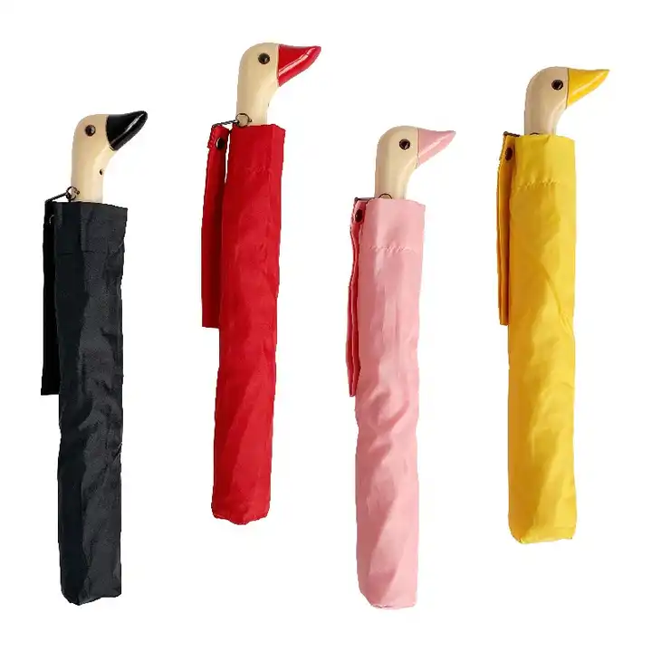 High Quality Folding Umbrella Lovely Fancy Multi-Color Animal Bird Duck Handle Custom Kids Umbrella Made of Polyester